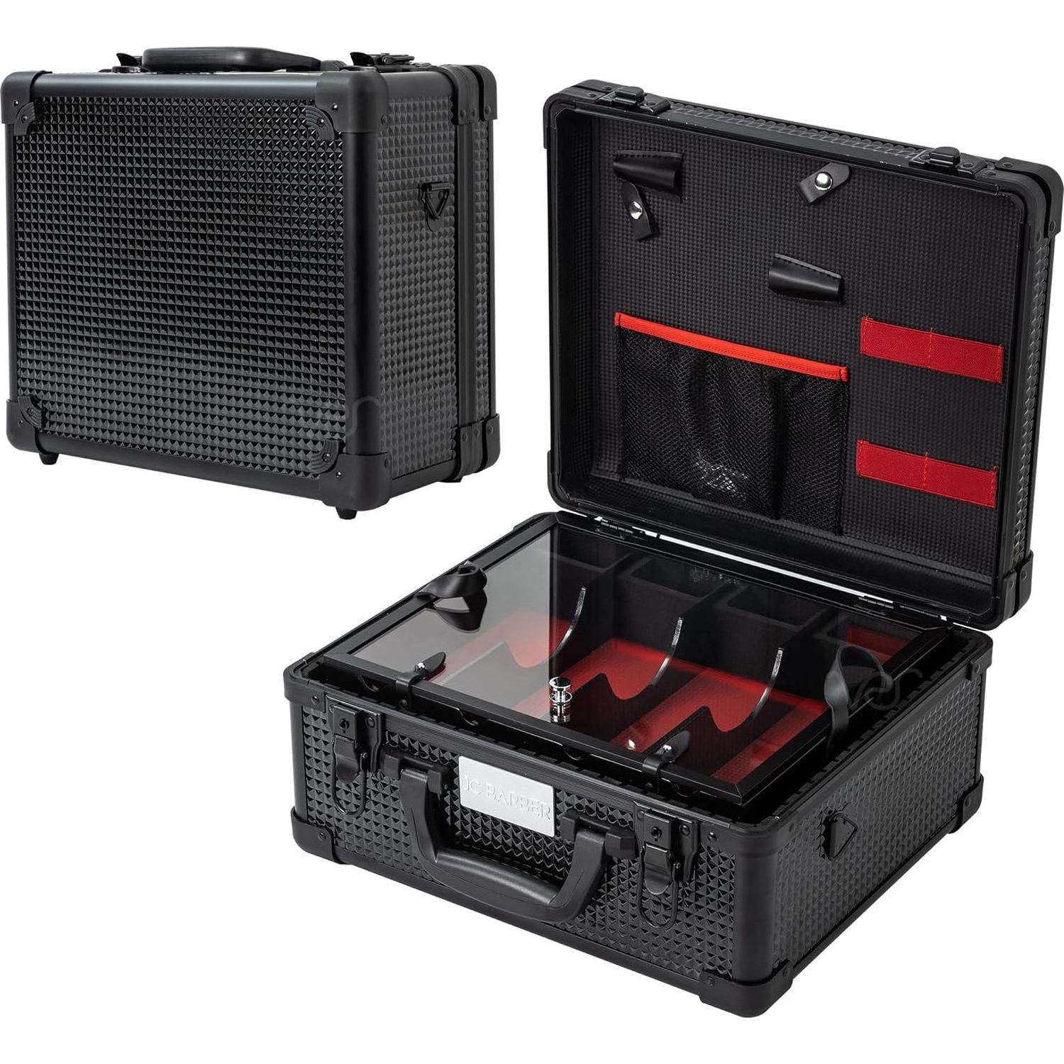 Stylist Tool Box Organizer  Traveling Suitcase with Removable 4 Clippers Tray Holder Professional Barber Case