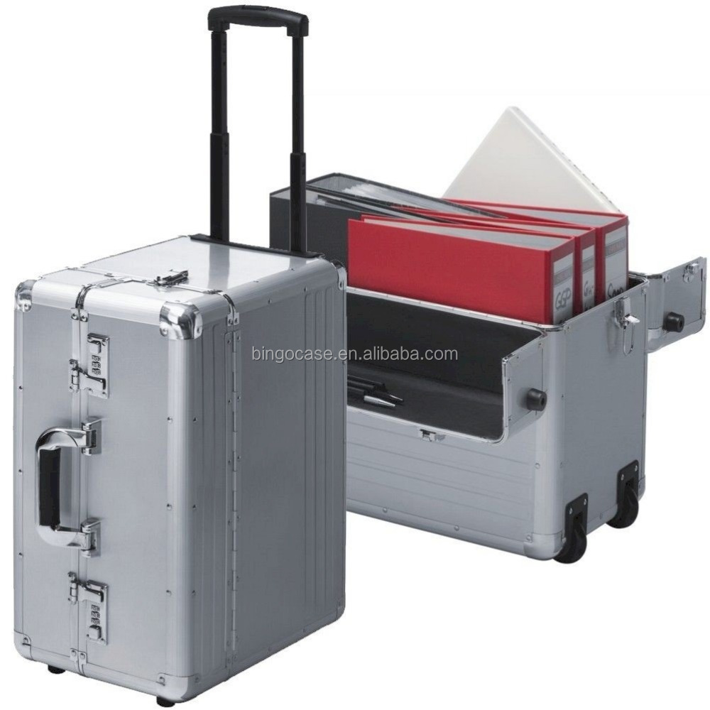 Waterproof aluminum briefcase trolley pilot hard case