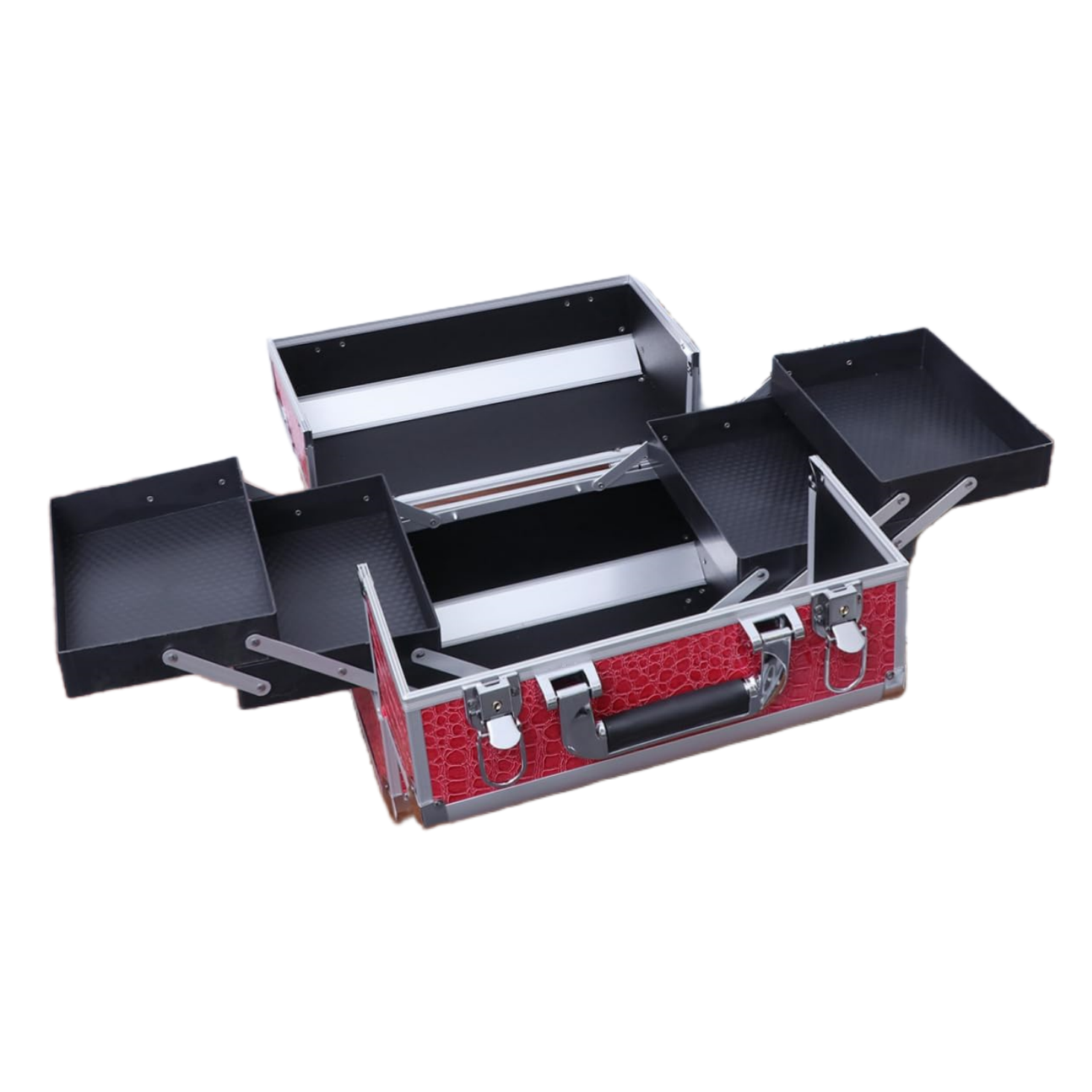 Metal Tool Box Train Case Storage Organizer with Handle Cosmetic Box Beauty Carrying Case Storage Box