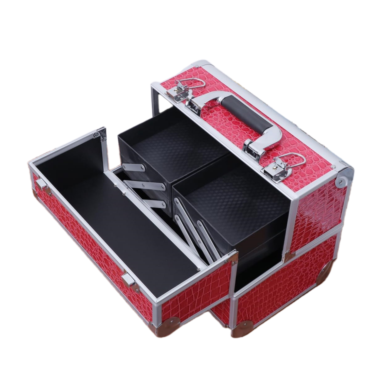 Metal Tool Box Train Case Storage Organizer with Handle Cosmetic Box Beauty Carrying Case Storage Box