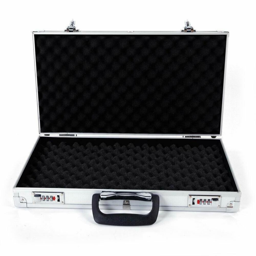 Aluminum Portable Gun  HandGun Lock Foam Safe Box Sponge Liner Hard Case