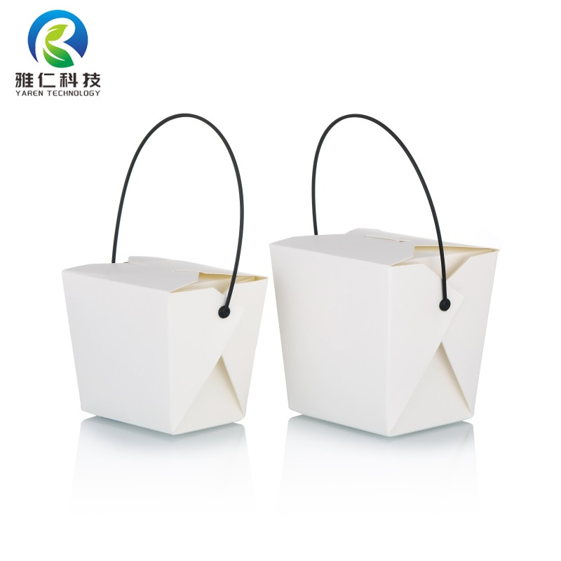 Hot Sale Brown Kraft Packaging Custom Logo Takeout to Go Food Paper Container Cardboard Catering Takeaway Box with handle