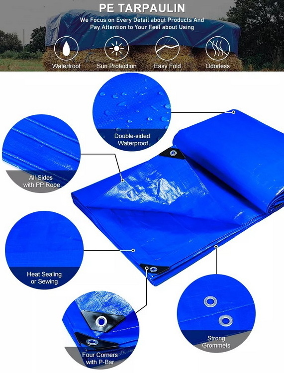 YRH China Tarps Good Quality Waterproof Fabric Industrial Woven Pe Tarpaulin Fabric  Outdoor Truck Cover Hammock Tarp