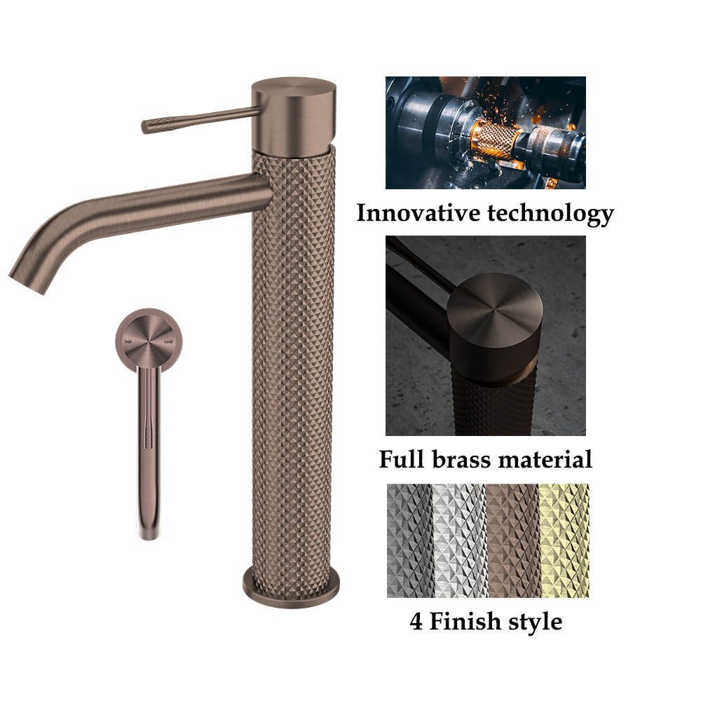 YSW Tall Basin Faucet Brass Bathroom Basin Mixer Tap Torneira Banheiro Deck Mounted Brushed Bronze Modern Contemporary