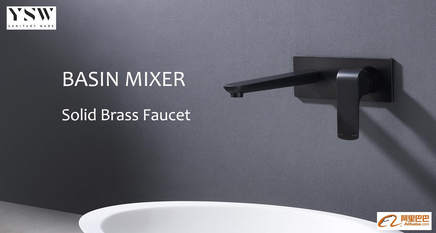 Brass Wall Mounted Bathroom Basin Mixer Concealed Faucet for Basin Tap Hot Sale Single Lever Modern Matte Black Contemporary YSW