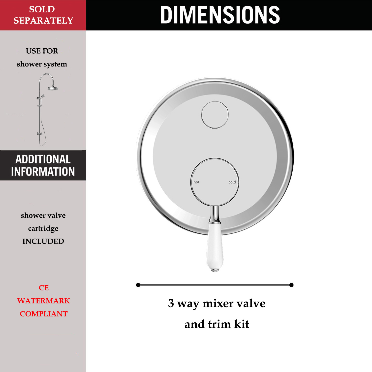 YSW 3 way shower mixer valve and trim kit brass thermostatic shower faucet valve