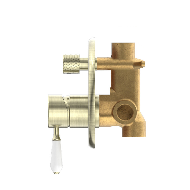 YSW concealed installation shower valve aged brass 3 way shower mixer valve and trim kit