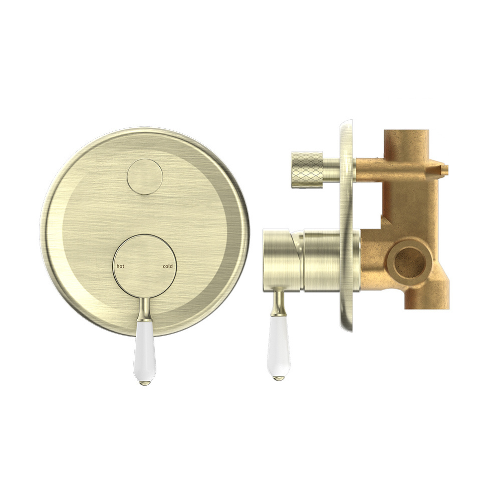 YSW concealed installation shower valve aged brass 3 way shower mixer valve and trim kit