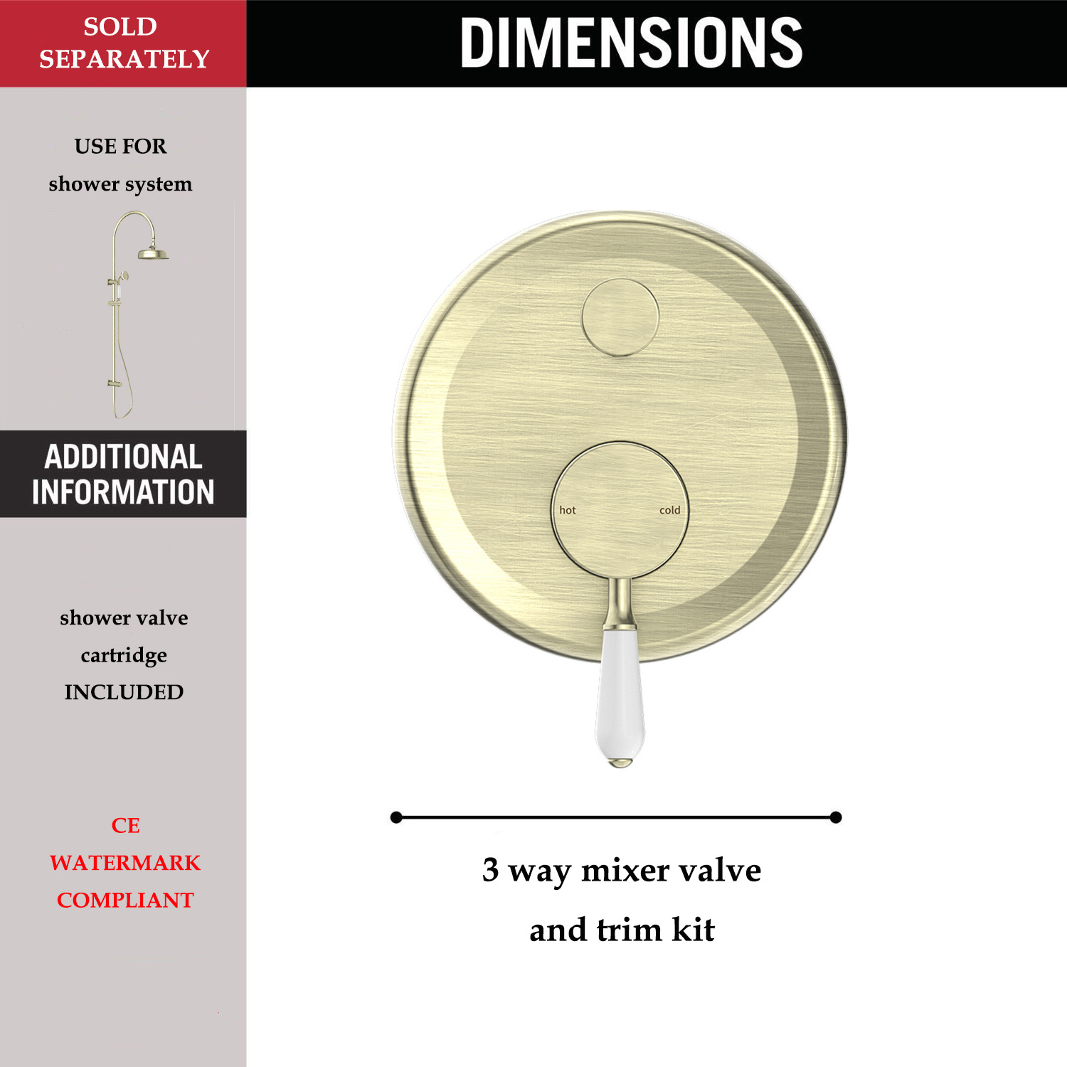 YSW concealed installation shower valve aged brass 3 way shower mixer valve and trim kit