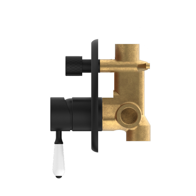 YSW black shower faucet valve solid brass 3 way thermostatic mixer shower valve water diverter