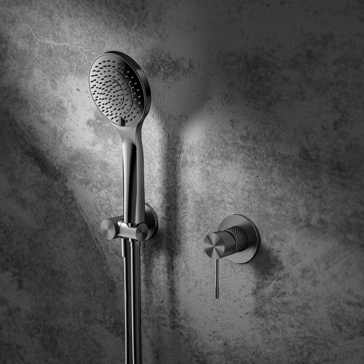 Bathroom concealed thermostatic shower mixer graphite grey brass shower mixer valve trim kit for shower system