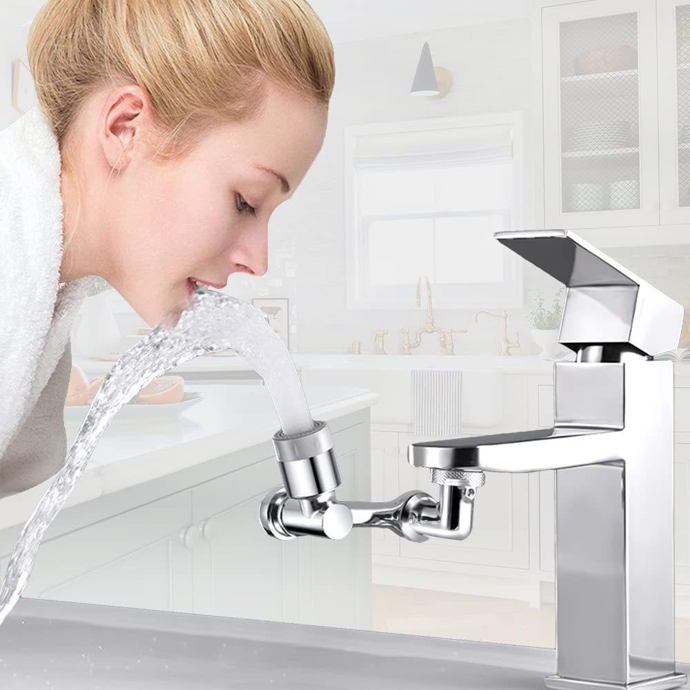 1080 Degree Rotating Flexible Splash Filter Dual Function Brass Material Bathroom Kitchen Faucet Adapter Extender