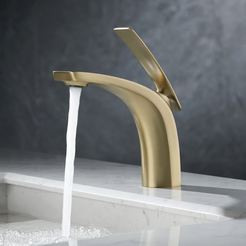 New luxury Modern bathroom washbasin mixer tap 1 hole deck-mounted brass basin faucet with 25mm ceramic cartridge