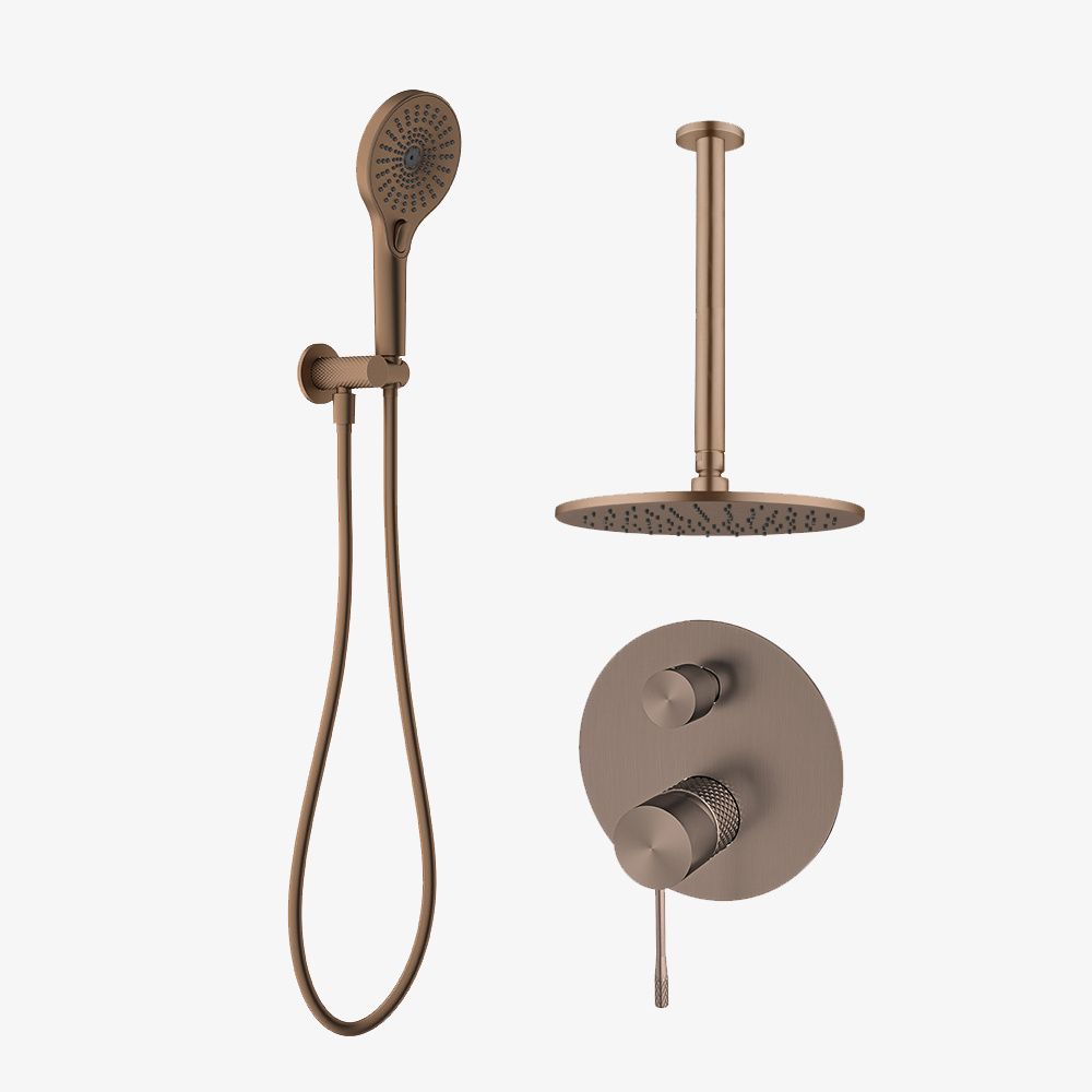 Brass Handheld Shower Sets Concealed Mixer Rose Gold Rain Shower System Faucet Sets Ceiling Mounted