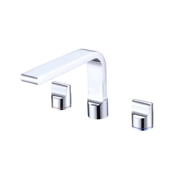 3-hole Deck with Hot and Cold Two Hand Wheel Bathroom Basin Faucet Rubinetto Lavabo Bagno. Factory Price Brass