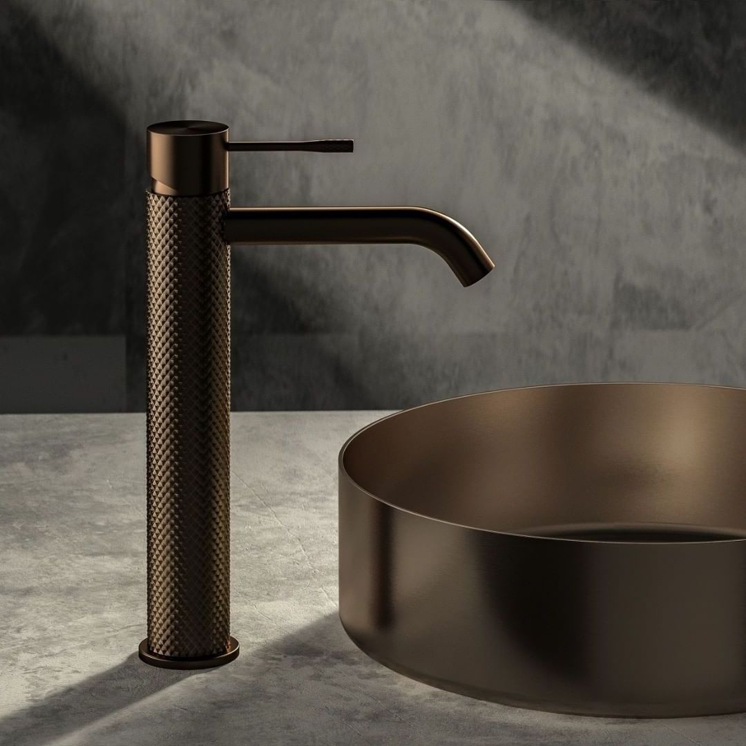 YSW The latest water-saving function lead-free Brushed Nickel copper basin faucet tall basin knurled faucet