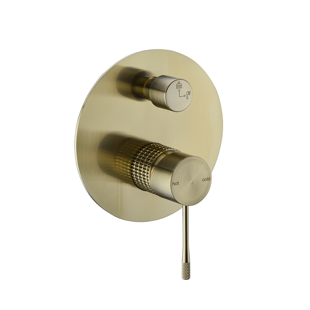 brass Robinet switch wall mounted concealed bathroom mixers knurled faucet bath shower mixer valves with Diverter