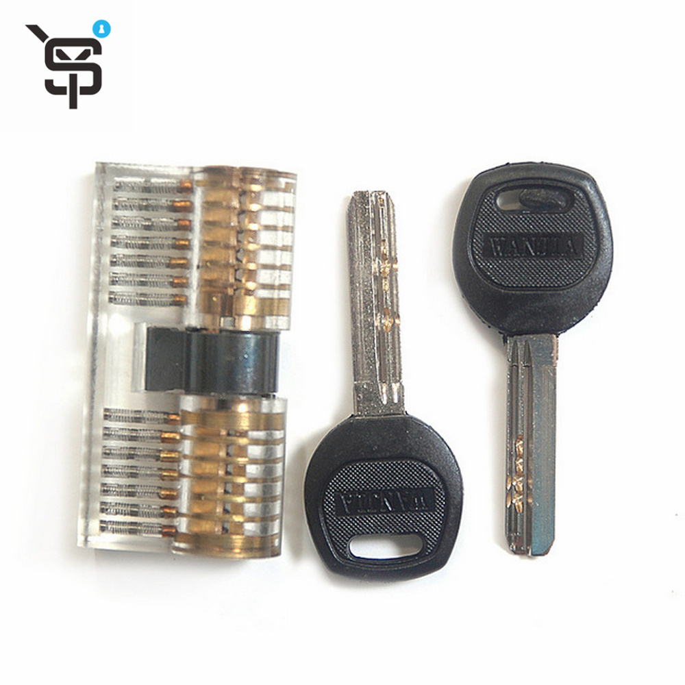 High Quality  Practice Cutaway Lock with 2 Key Transparent Visible Lock Pick Set Acrylic Stainless Steel