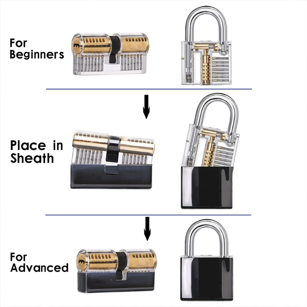 Factory price Transparent Practice Locks Lock Pick Set For Locksmith Beginners Picking Tools Kit Training