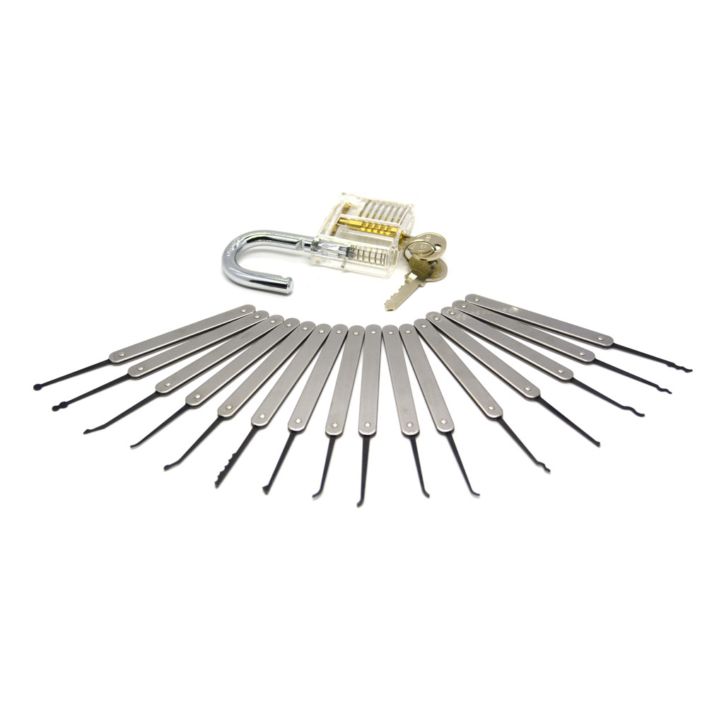 High Quality Locksmith Tools Lock Pick Set With Transparent Practice Lock Lock Picking Tools YS500066