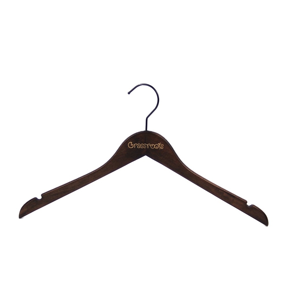 YT save space slim brown wood clothes hanger