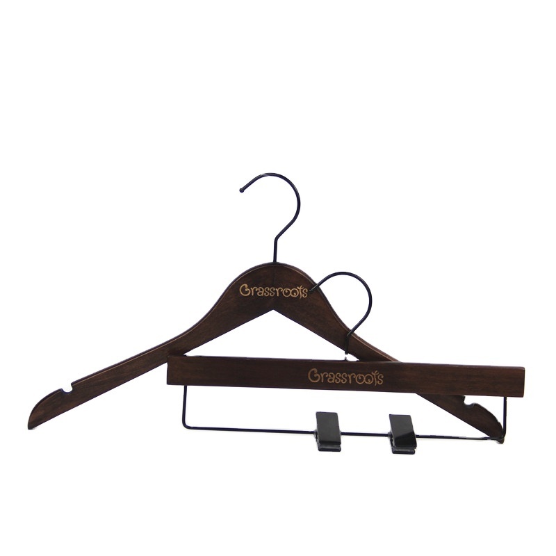 YT save space slim brown wood clothes hanger