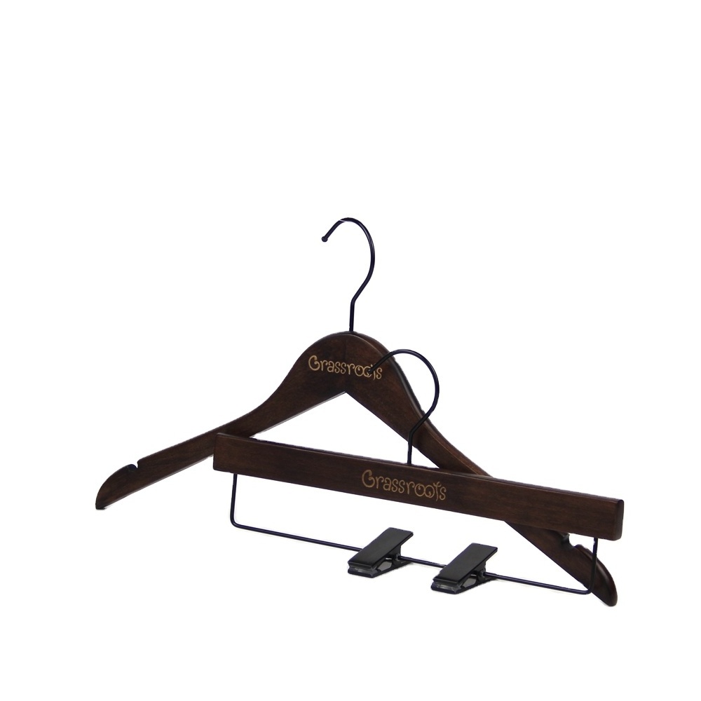 YT save space slim brown wood clothes hanger