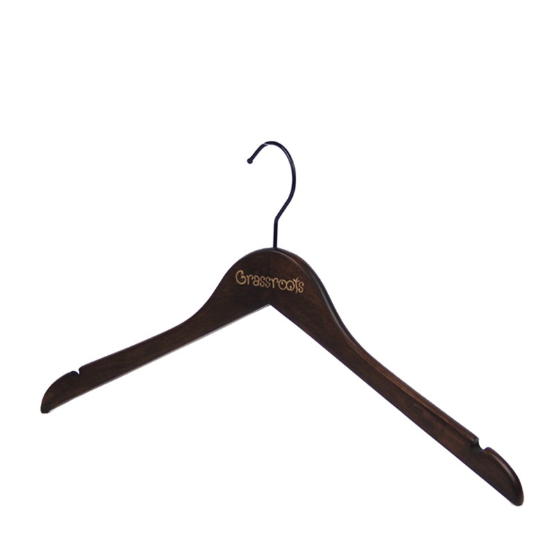 YT save space slim brown wood clothes hanger