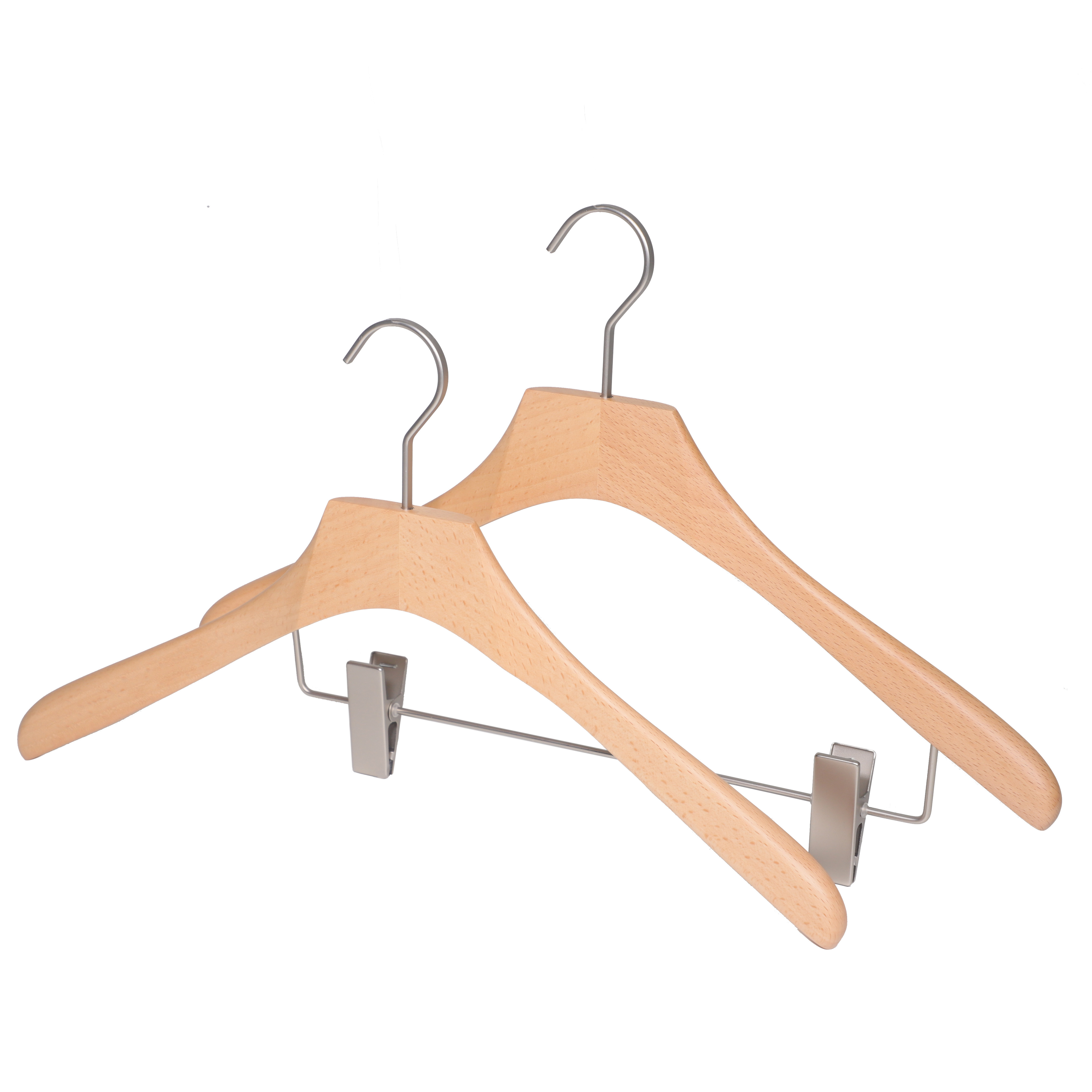 2023 hot sale save place cheap wooden clothes hanger bottom hanger with clips durable natural wood hanger with customized logo