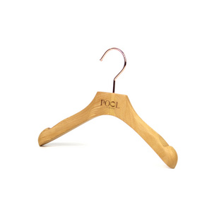 luxury natural wooden hanger with notches kids clothes rack for children's dress baby coat cloth hanger