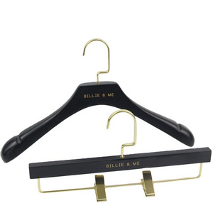 YT luxury black custom wooden adult clothes hanger for men's suit coat cloth wholesale wood hanger for jacket