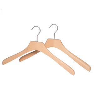 2023 hot sale save place cheap wooden clothes hanger bottom hanger with clips durable natural wood hanger with customized logo