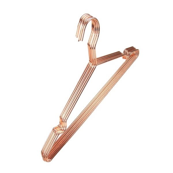 Ready to ship fast delivery shiny rose gold metal copper wire clothes hanger for store garment display