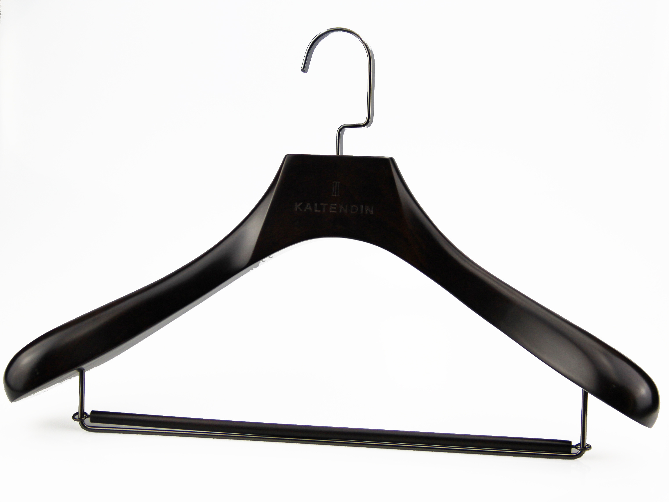 Luxury wooden suir clothes hanger with flocki bar rack black men's clothing hanger