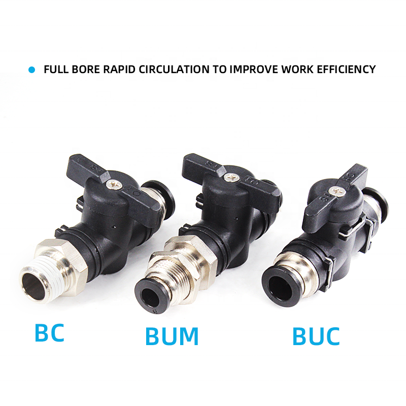 BUC 8mm Pneumatic Parts Switch Valves Plastic Black Hand Control Valve Air Hose One Touch Fitting Quick Connector