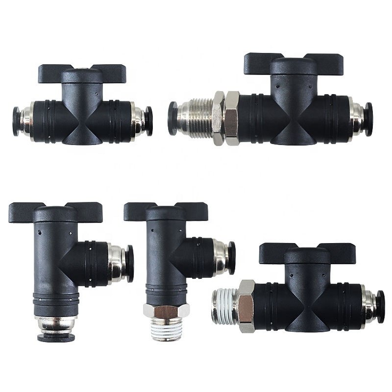 4mm/6mm/8mm/10mm/12mm Pneumatic Connector Quick Joint Adapter BUC Hand Valve Switch Tube Fittings Black Shut Off Ball Valve