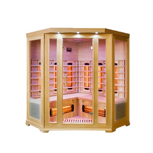 Factory hot selling indoor infrared sauna 3-4 people low electromotive force mobile home far infrared sauna room