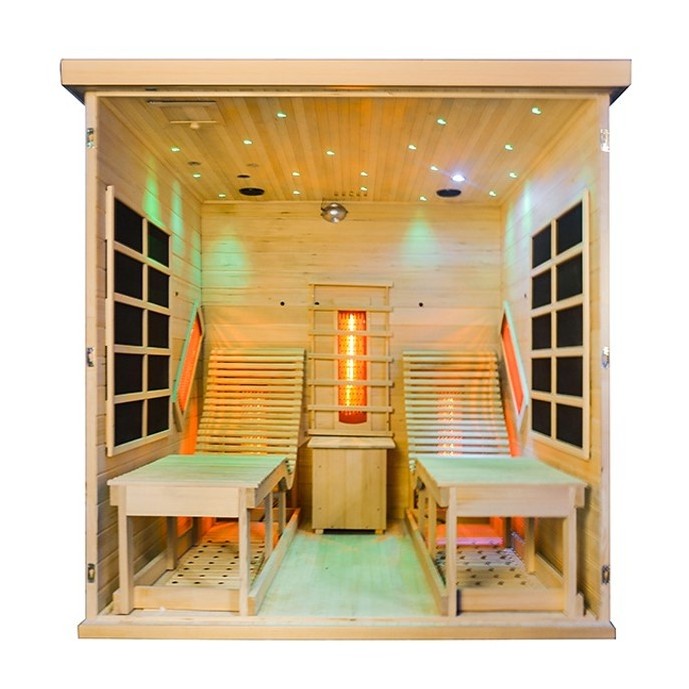 2021 New Design Custom Far Infrared Sauna for Sale to Europe Canada Hemlock NO EMF Solid Wood Traditional Sauna Room for Therapy