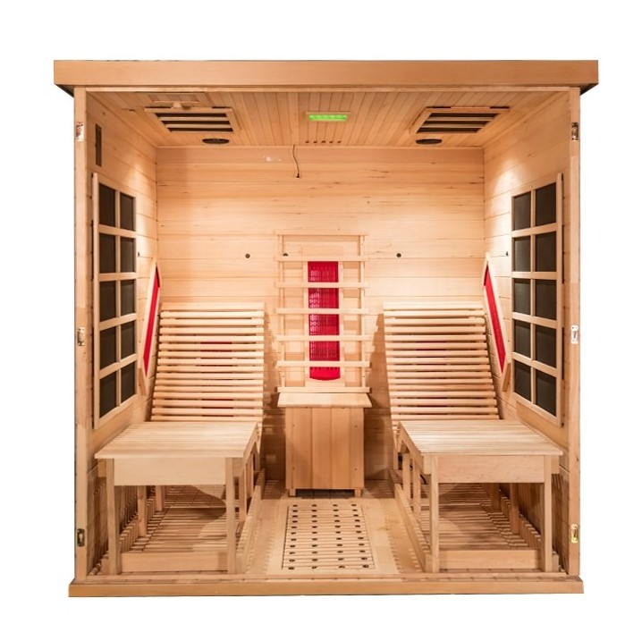 2021 New Design Custom Far Infrared Sauna for Sale to Europe Canada Hemlock NO EMF Solid Wood Traditional Sauna Room for Therapy