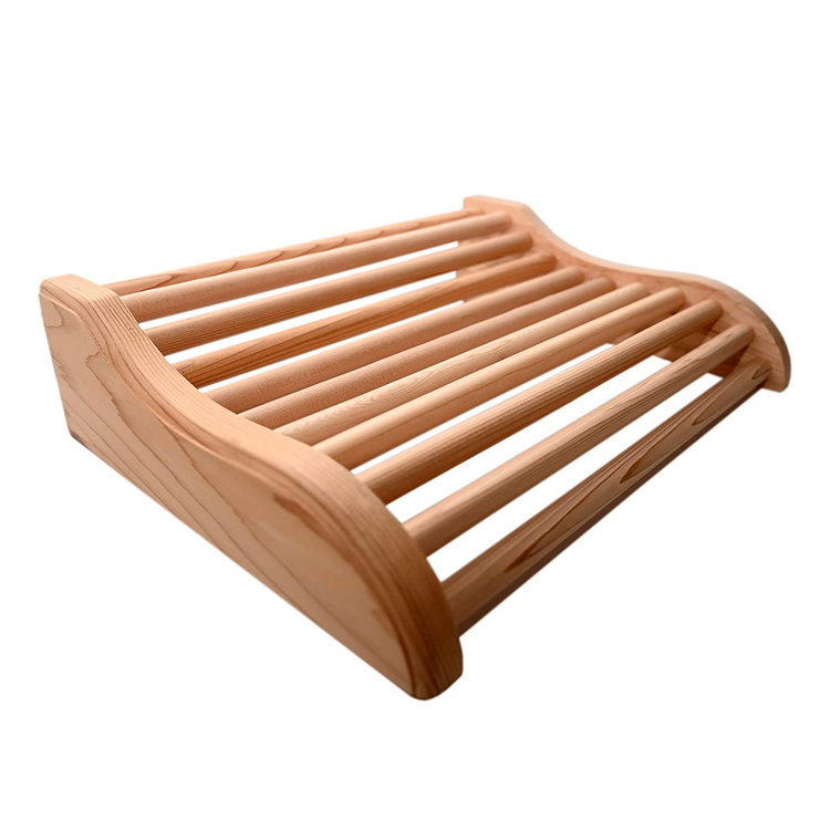 High Quality Beautiful Aromatic Canadian Cedar Natural Wood Modern Elegant Curved Design Sauna Headrest Sauna Pillow