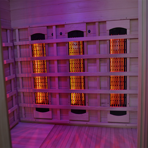 Factory hot selling indoor infrared sauna 3-4 people low electromotive force mobile home far infrared sauna room