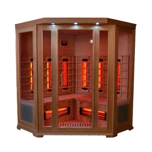 Factory hot selling indoor infrared sauna 3-4 people low electromotive force mobile home far infrared sauna room