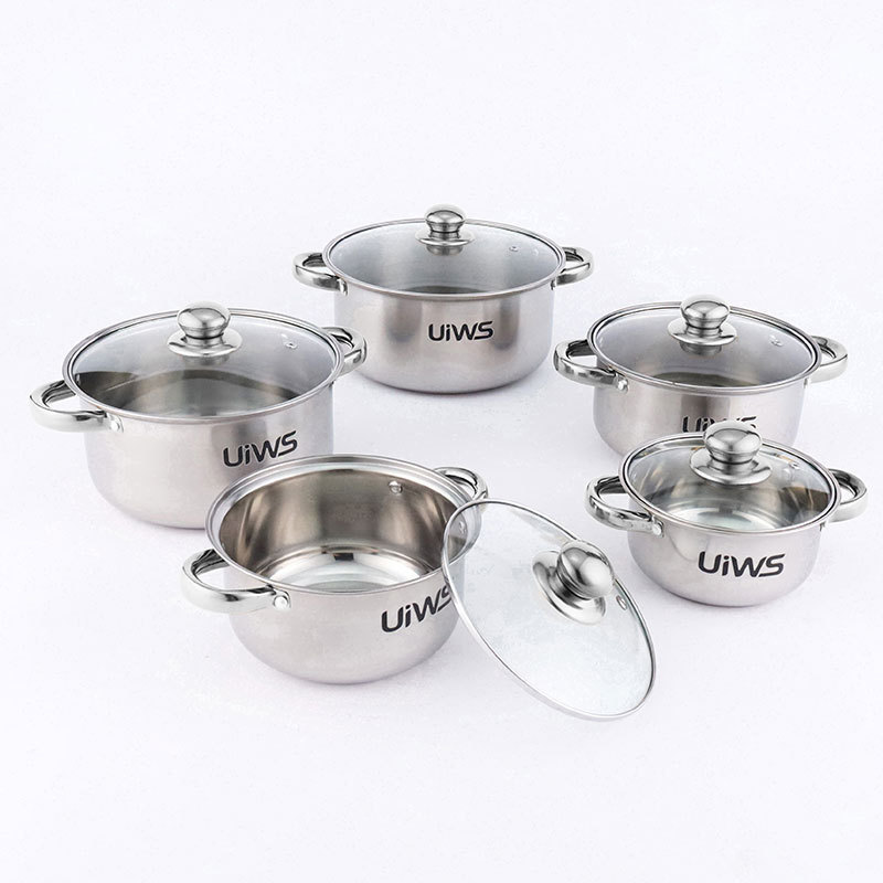 10 Pieces Stainless Steel Kitchen Utensils Cooking Tools Color Cookware Set With Pots And Pans Set