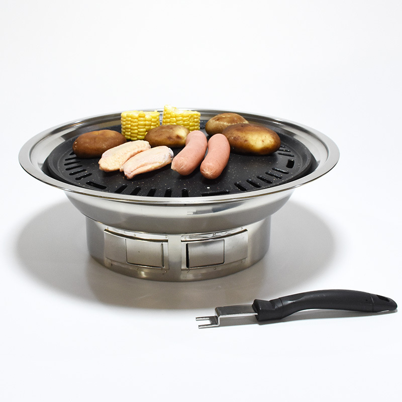 Portable korean bbq stove stainless steel non stick charcoal barbecue grill for outdoor