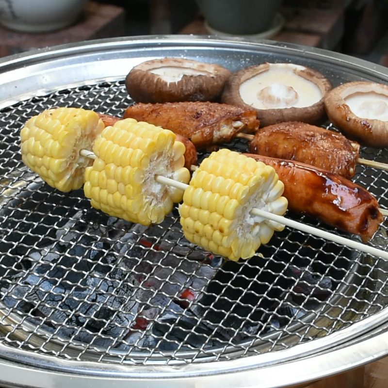 Portable korean bbq stove stainless steel non stick charcoal barbecue grill for outdoor