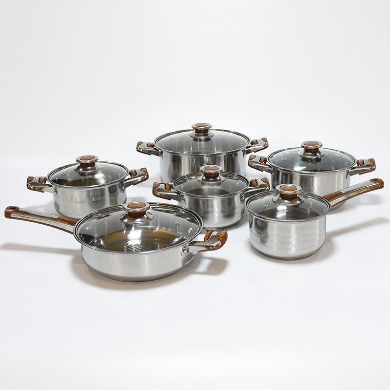 New product non stick stainless steel 12pcs kitchen ware double bottom cooker cookware set