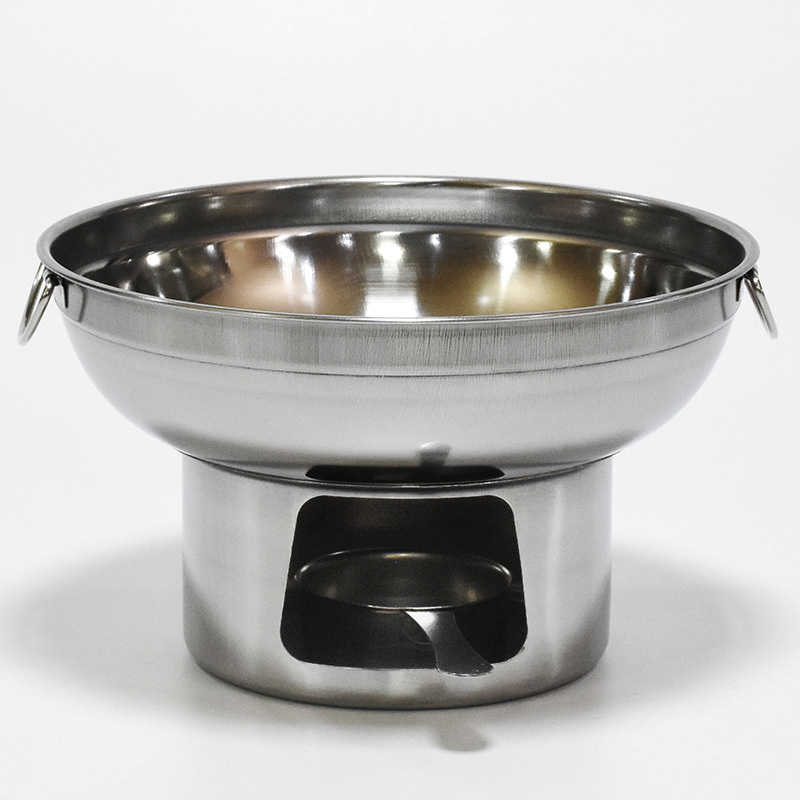 Low price stainless steel shua shua hot pot 20/22cm mini alcohol stove chafing dish for home canteen