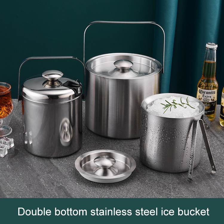 1.3/3.0L stainless steel ice bucket double wall cooler champagne bucket with clip