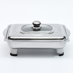 Hotel restaurant stainless steel serving dinner tray detachable serving dish mini chafing dish with lids