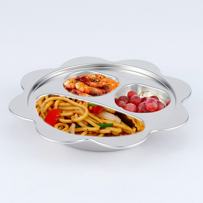 Children's dinner plate cartoon pattern 304 stainless steel service tray high capacity service plate